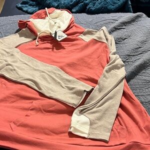 AMPERSAND AVE Coral and White Hoodie